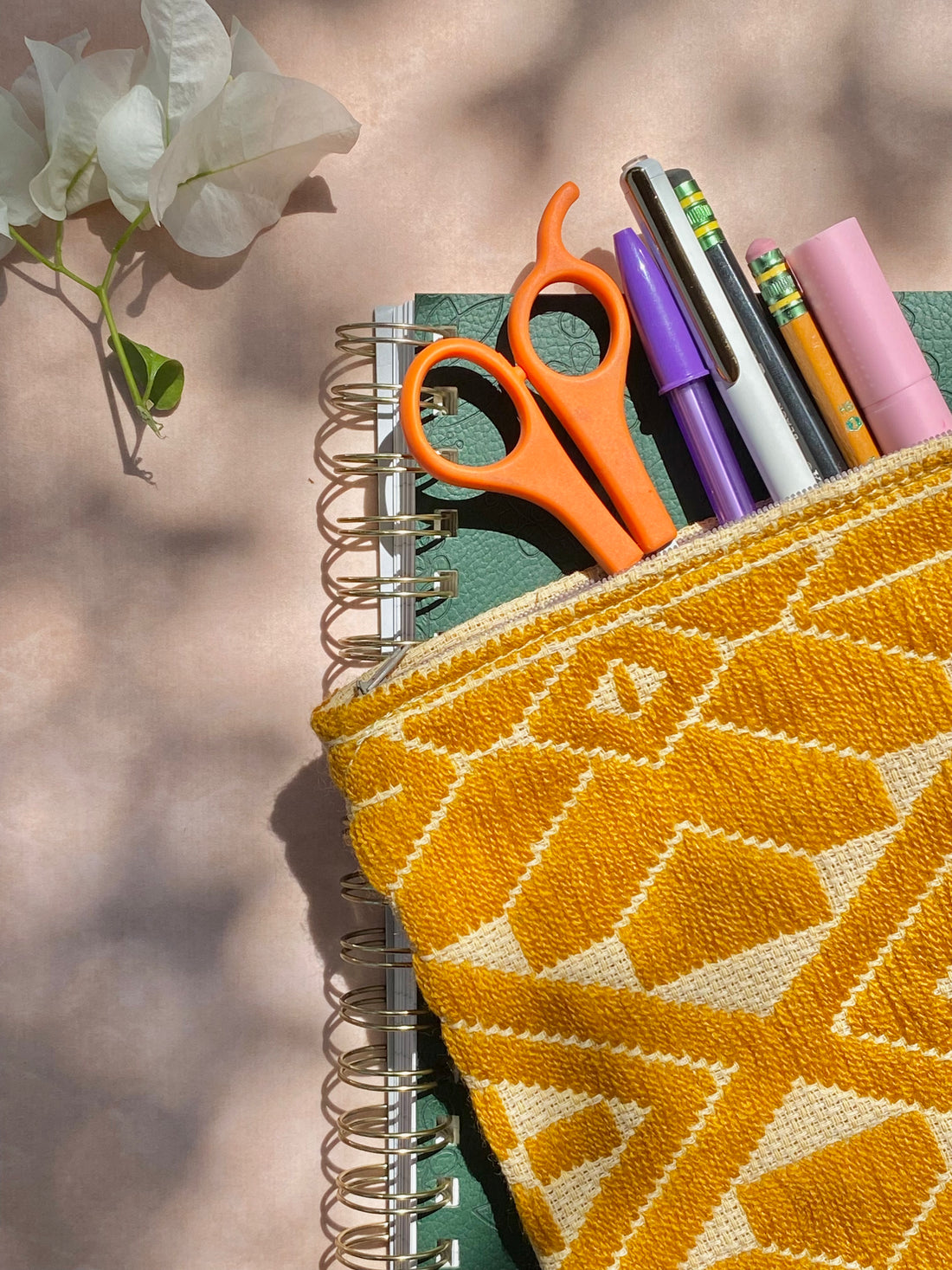 embroidered multipurpose pouch (large flowers)
